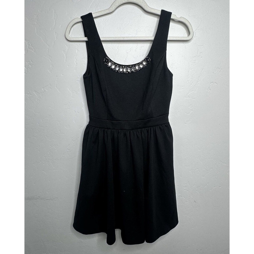 Princess Vera Wang Black Cocktail Dress Rhinestone Size S Fit & Flare Sheath